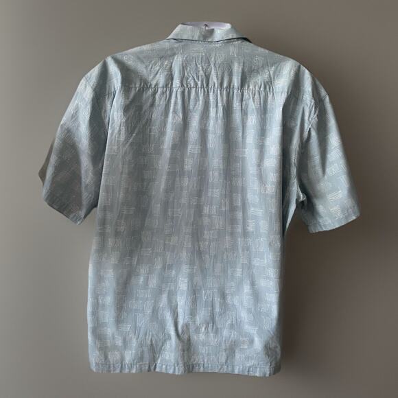 Batik Bay Easy Care Men's Light Blue Print Casual Camp Shirt Men's Size XXL 2XL - Picture 2 of 5